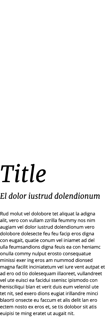 Title El dolor iustrud dolendionum  Rud molut vel dolobore tet aliquat la adigna alit, vero con vullam zzrilla feummy...