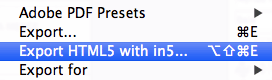 The in5 export dialog inside InDesign